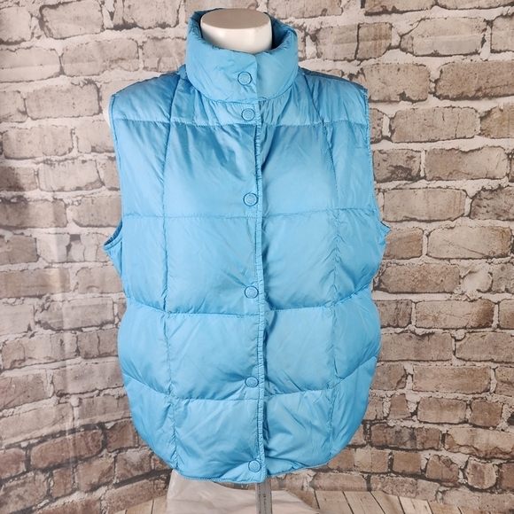 L.L.Bean Goose Down Putter Vest Winter Outdoor Layer Turquoise Blue Size Medium - Picture 4 of 11